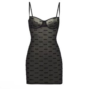 ꫂ ၴႅၴ  SKIMS After Hours Logo Slip Dress Onyx | NWT  | Large 🖤✨